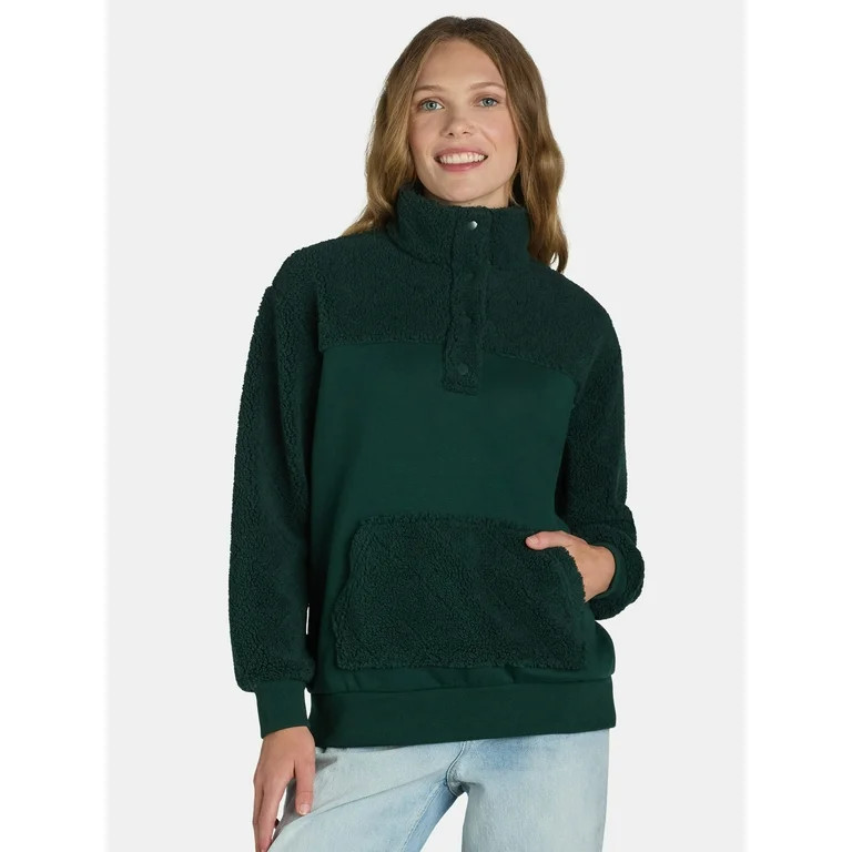 Time and Tru Women's Quilted Fleece Pullover, Sizes S-XXXL - Walmart.com | Walmart (US)