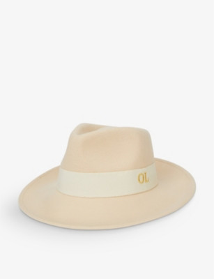 H A DESIGNS Personalised wide-brim wool fedora hat | Selfridges