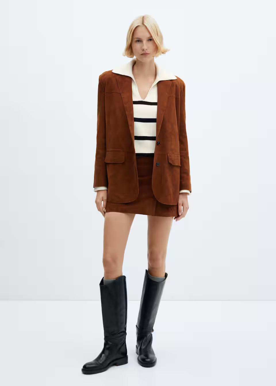 Striped polo-neck sweater -  Women | Mango USA | MANGO (US)