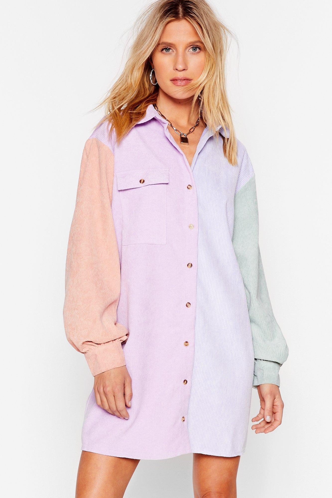 Womens Writers Block Colour Corduroy Shirt Dress - Lilac | NastyGal (US & CA)