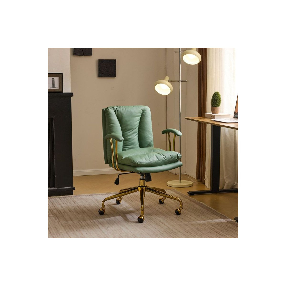 Karl Home |24 W Green Swivel Upholstered PU Office Chair | Target