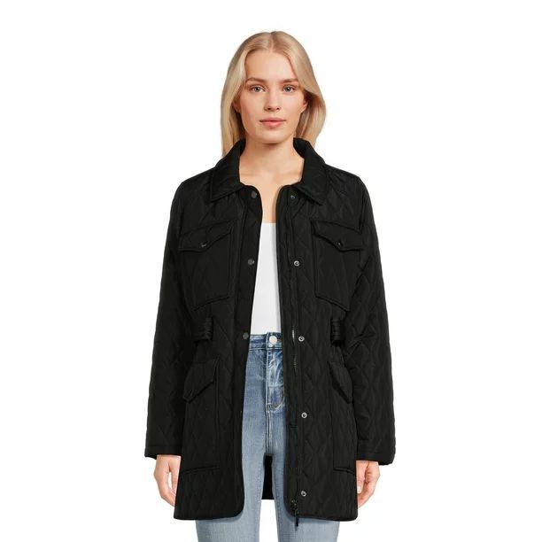 Urban Republic Women’s Thin Quilted Barn Jacket with Belt - Walmart.com | Walmart (US)