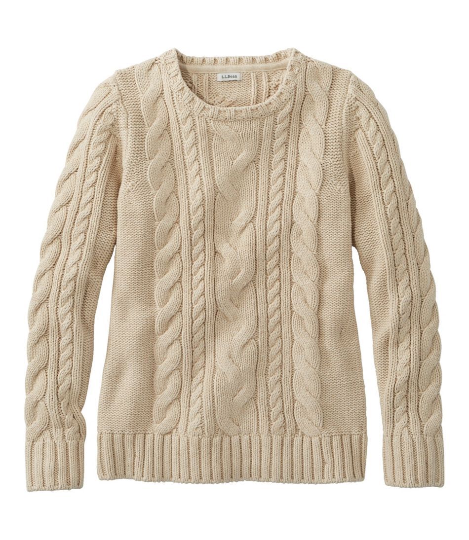 Our essential crewneck sweater in premium combed cotton and a front-to-back mix of classic cables... | L.L. Bean