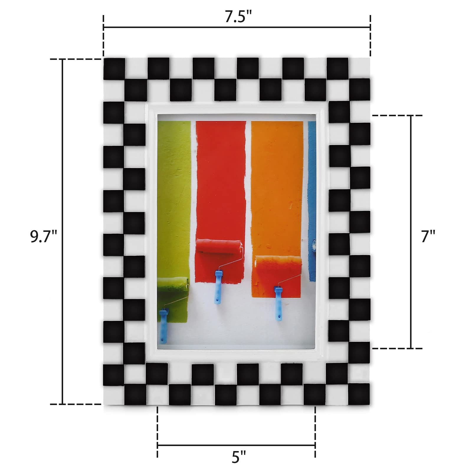 FJXMFRAME 5x7 Black and White Picture Frame Hand-Crafted Resin Checkered Picture Frame for Tablet... | Amazon (US)