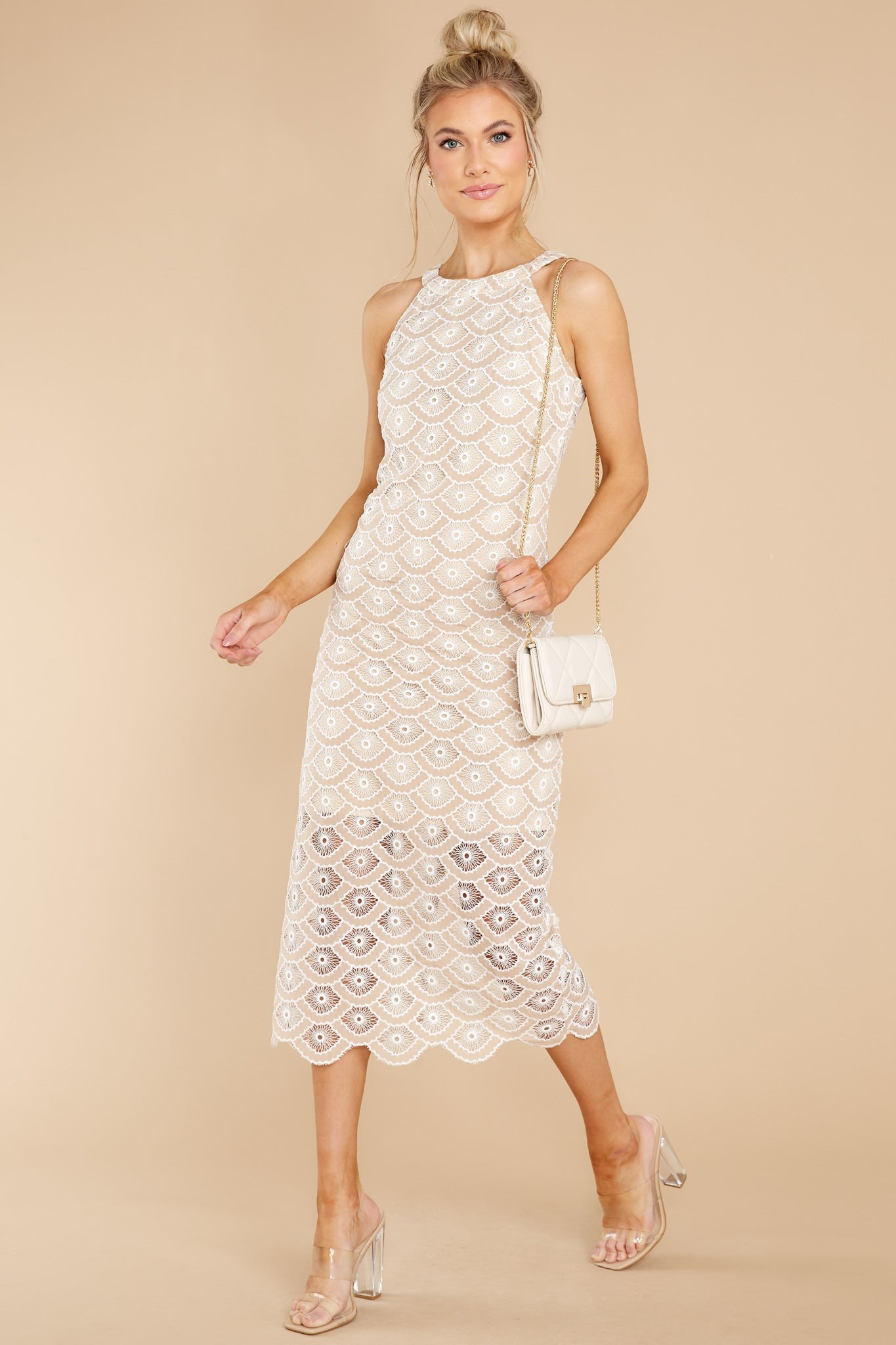 Enchanting Gaze Taupe Dress | Red Dress 