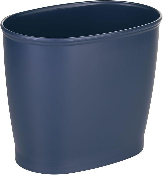 iDesign Slim Plastic Bathroom Trash Can, Small Garbage Bin for Bedroom, Office, Desk, Dorm, Navy ... | Amazon (US)