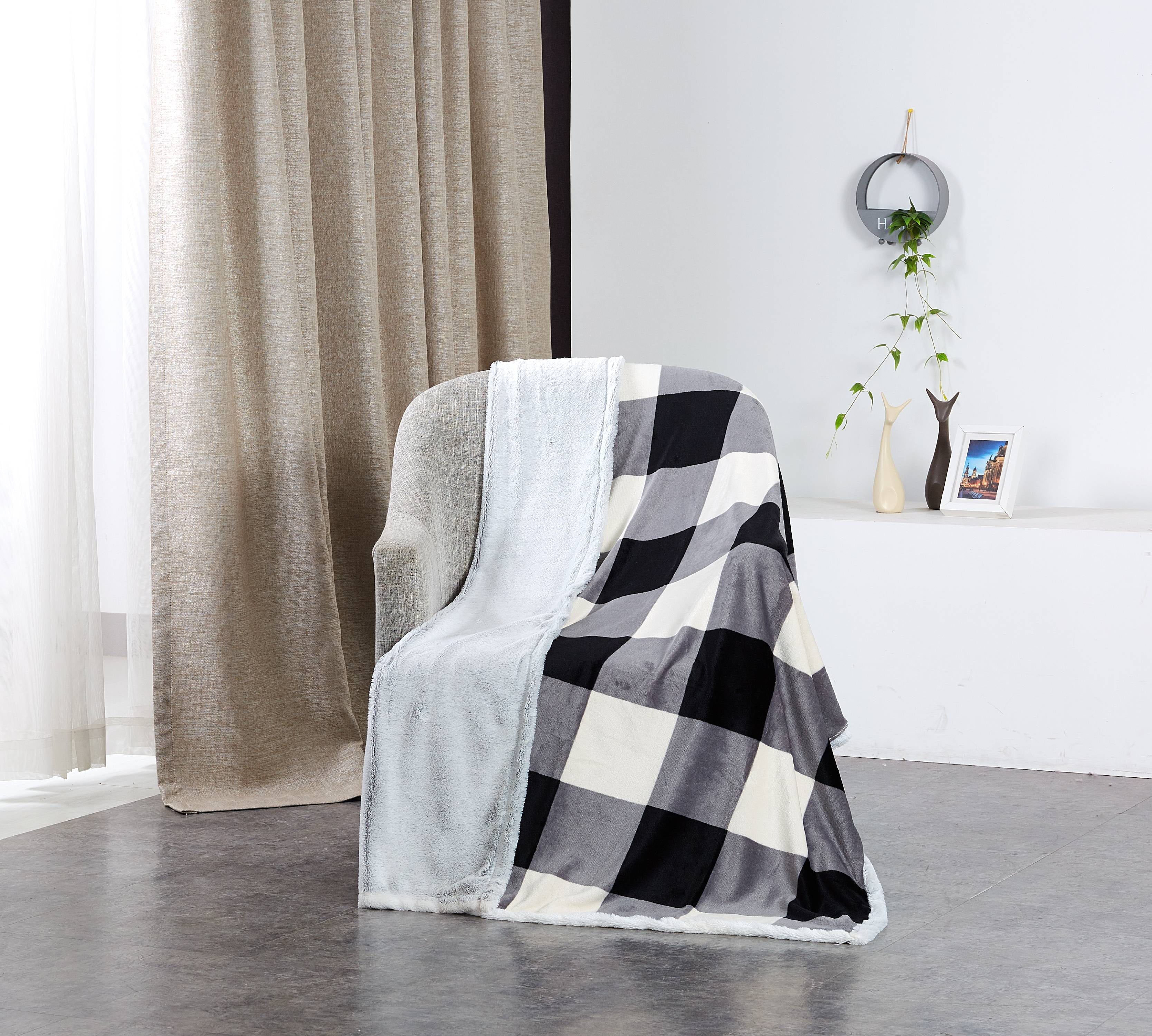Better Homes & Garden Faux Fur Throw Blanket, 50" x 60", Black Buffalo Plaid | Walmart (US)