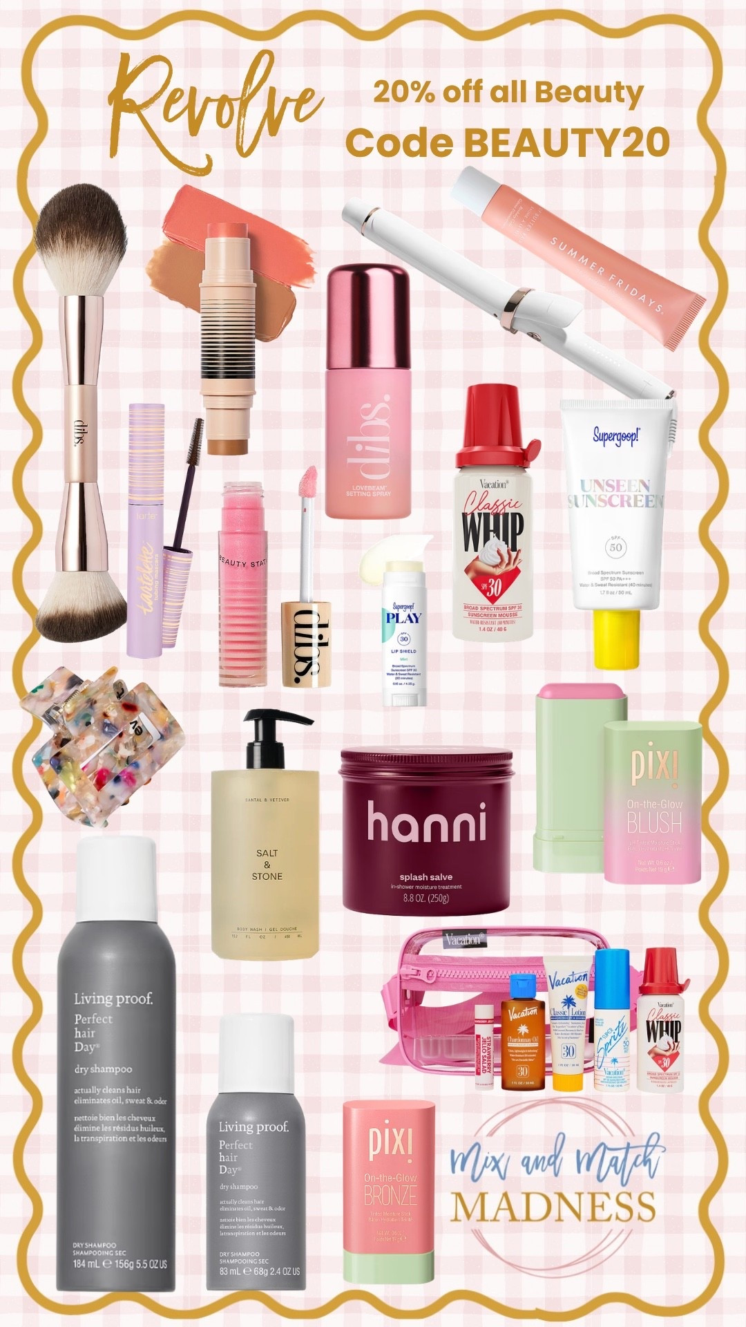 20% off ALL beauty at Revolve with Code BEAUTY20. 
All my tried & true products. Great time to stock up on sunscreen & travel products!

#LTKdayinmylife #LTKselfcare #LTKSaleAlert
