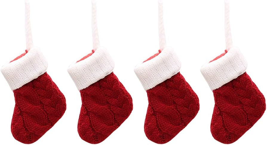BESTOYARD 4pcs Christmas Cutlery Bags Fork Spoon Socks Tableware Silverware Holders Knitting Stoc... | Amazon (US)