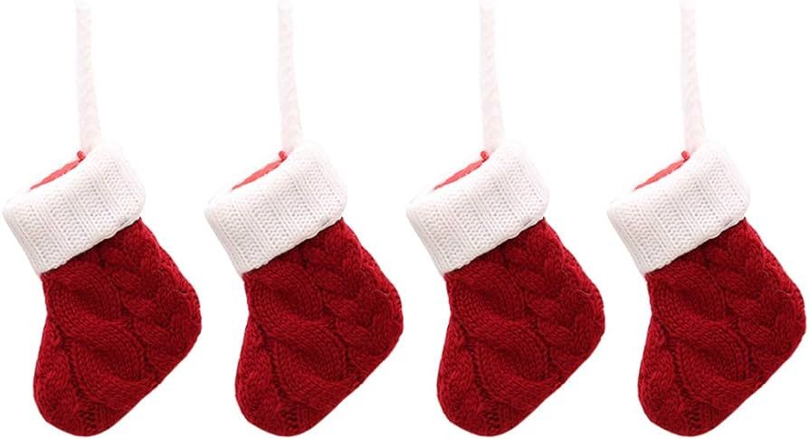 BESTOYARD 4pcs Christmas Cutlery Bags Fork Spoon Socks Tableware Silverware Holders Knitting Stoc... | Amazon (US)