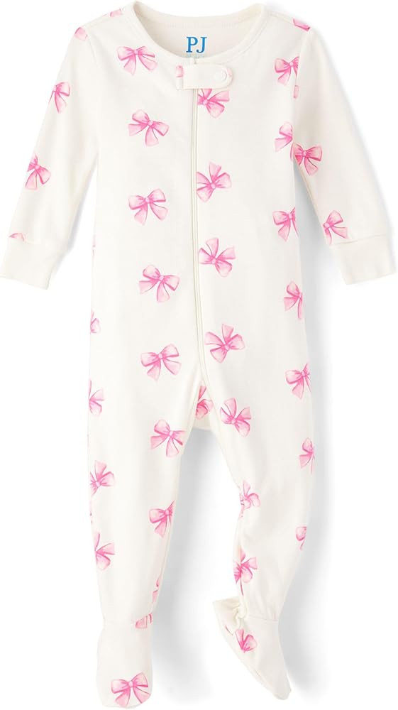 The Children's Place baby-girls And Toddler Long Sleeve 100% Cotton Zip-front One Piece Footed Pa... | Amazon (US)