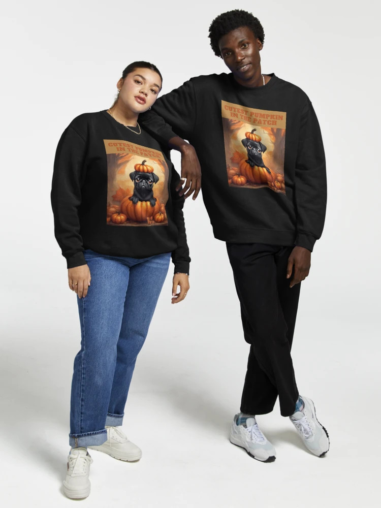 Black Fall Pug - Cutest Pumpkin in the Patch Pullover Sweatshirt | Redbubble (US)
