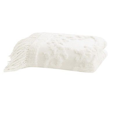 60"x50" Mila Cotton Tufted Throw Blanket Ivory | Target
