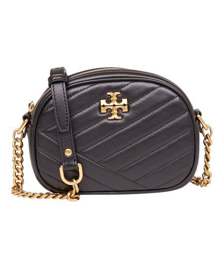 Tory Burch Black & Goldtone Chevron Small Kira Leather Crossbody Bag | Zulily