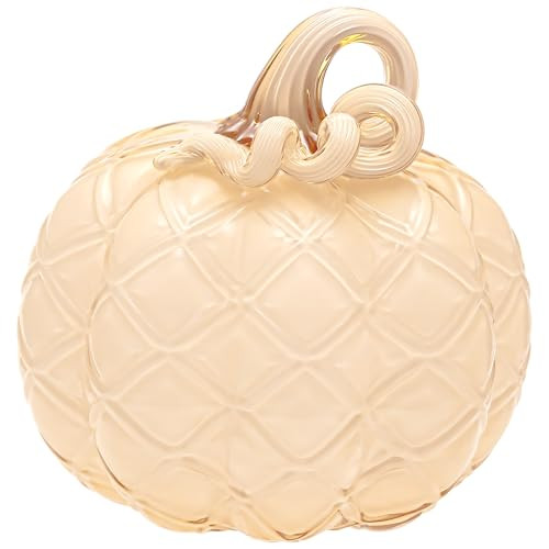 Boston International Handblown Art Glass Pumpkin Thanksgiving Halloween Decorations for Home, Medium, Butter Diamond | Amazon (US)