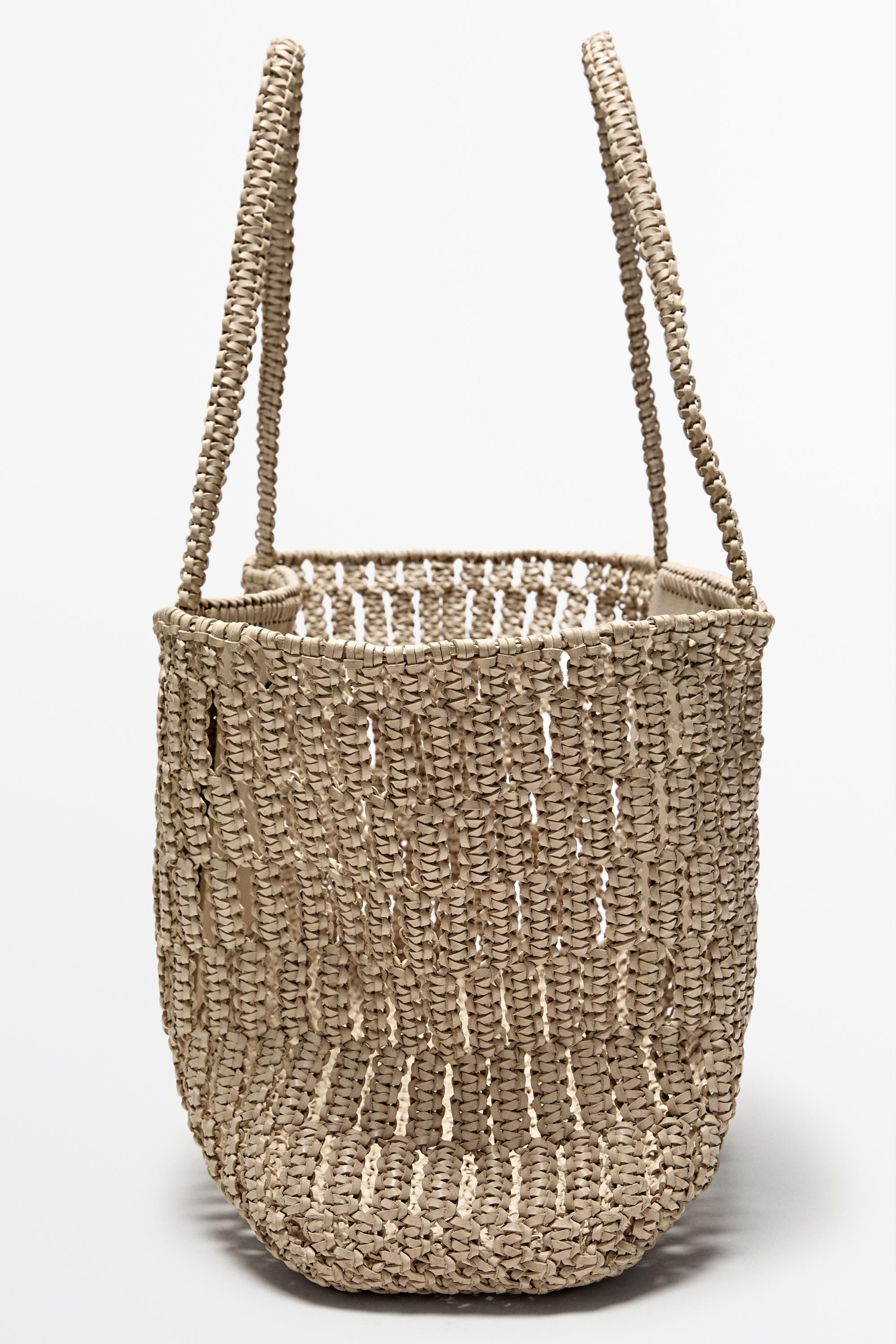Braided nappa leather shopper bag | Massimo Dutti UK
