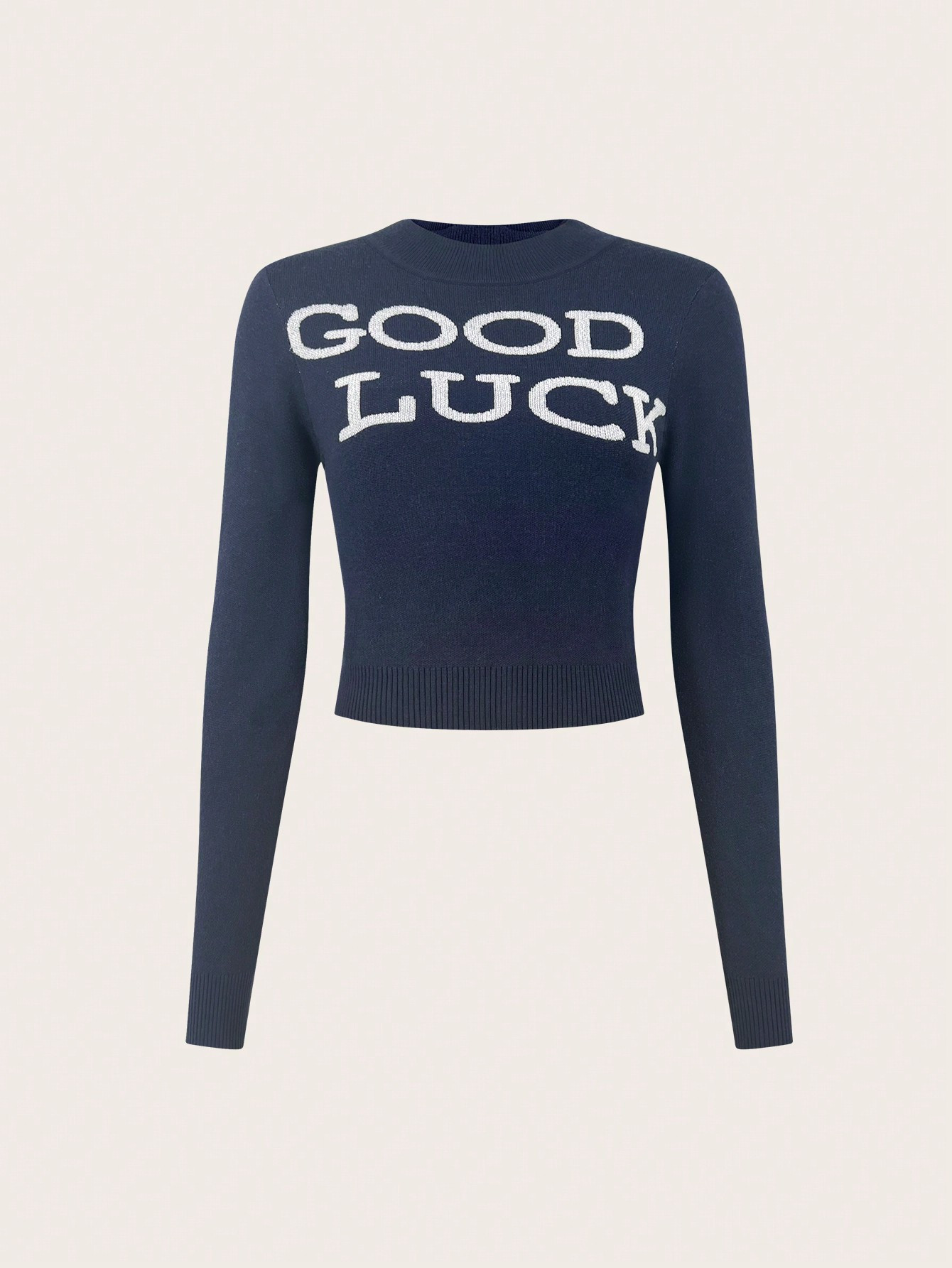 SHEIN EZwear Letter Pattern Crop Sweater | SHEIN USA | SHEIN