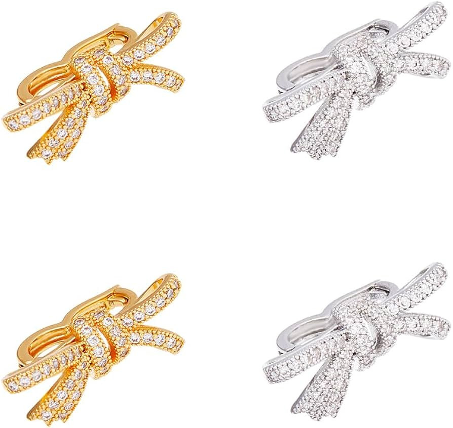 SUPERFINDINGS 4Pcs 2 Colors 14K Brass Necklace Shortener Clasp Bowknot Shortener Enhancer Clasp R... | Amazon (US)