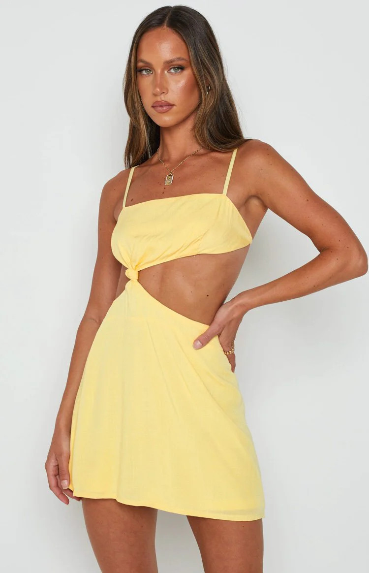 Tao Yellow Mini Dress | Beginning Boutique (US)