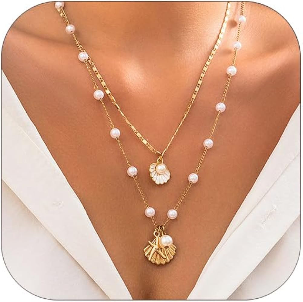 ALRNBY Charm Necklace for Women Chunky Gold Paperclip Chain Choker Heart Necklace Stackable Seash... | Amazon (CA)