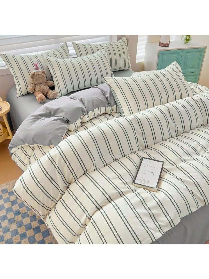 3pcs Plant & Floral Printed Duvet Cover Set, Including 1 Duvet Cover And 2 Pillowcases (Inner Cor... | SHEIN