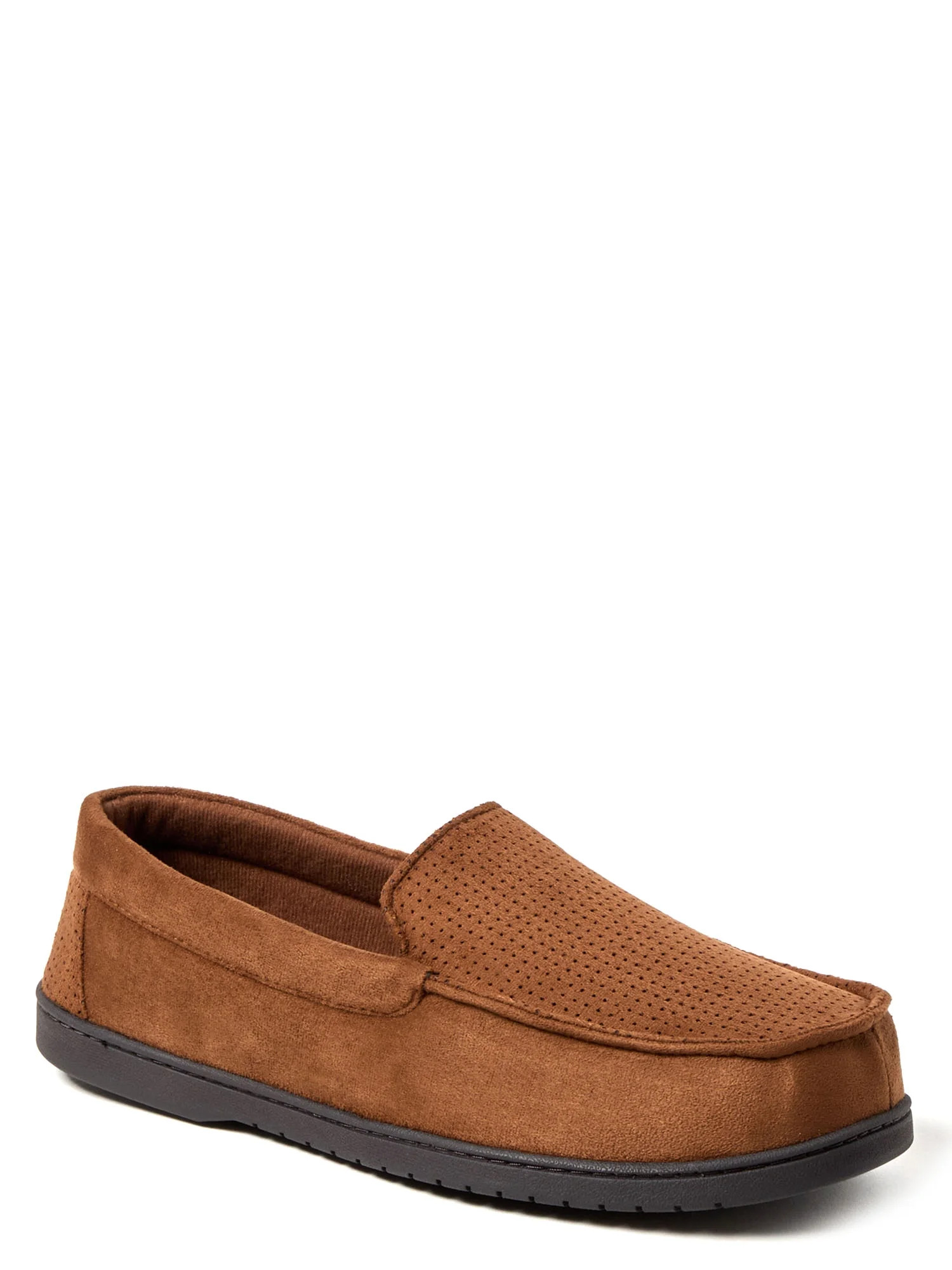 Dearfoams Cozy Comfort Men's Jason Perf Microsuede Moc With Plaid Sock Slippers - Walmart.com | Walmart (US)