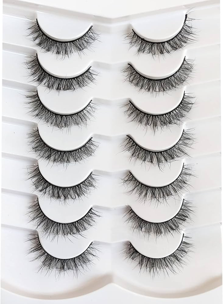 Pooplunch Fake Eyelashes Short Natural False Eyelashes Wispy Light Volume Faux Mink Eye Lashes 7 ... | Amazon (US)