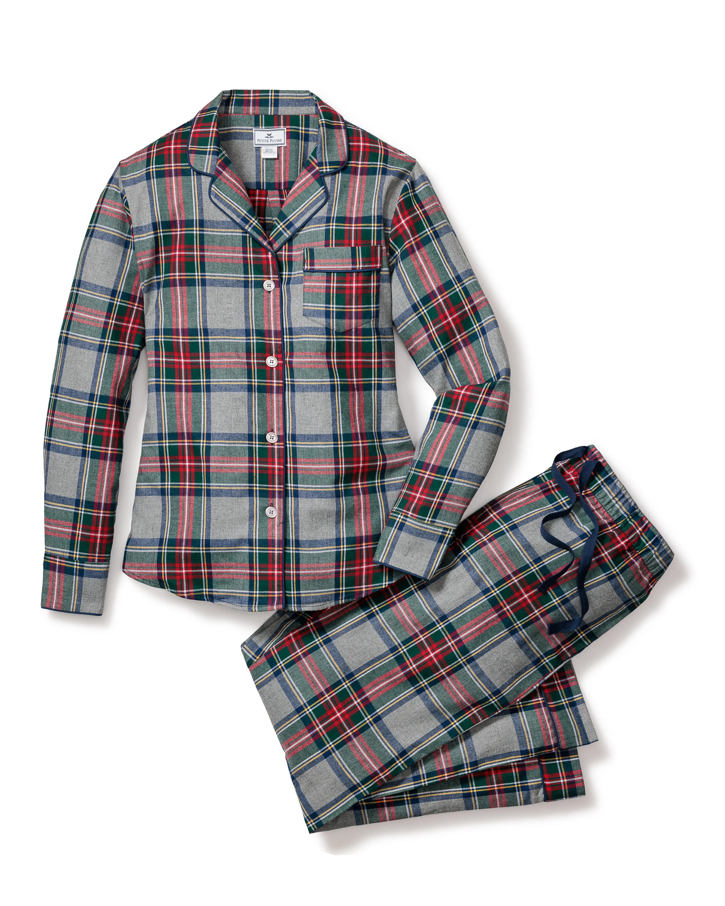 Women's Brushed Cotton Pajama Set in Westminster Tartan | Petite Plume