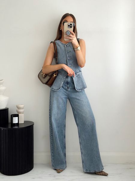 A fresh take on Double Denim for Spring! 
Denim waistcoats are something we will be seeing more of! 

Waistcoat runs a little snug, I wear an 8.
Jeans are true to size but long! I wear a 6.

#LTKSeasonal #LTKshoecrush #LTKstyletip