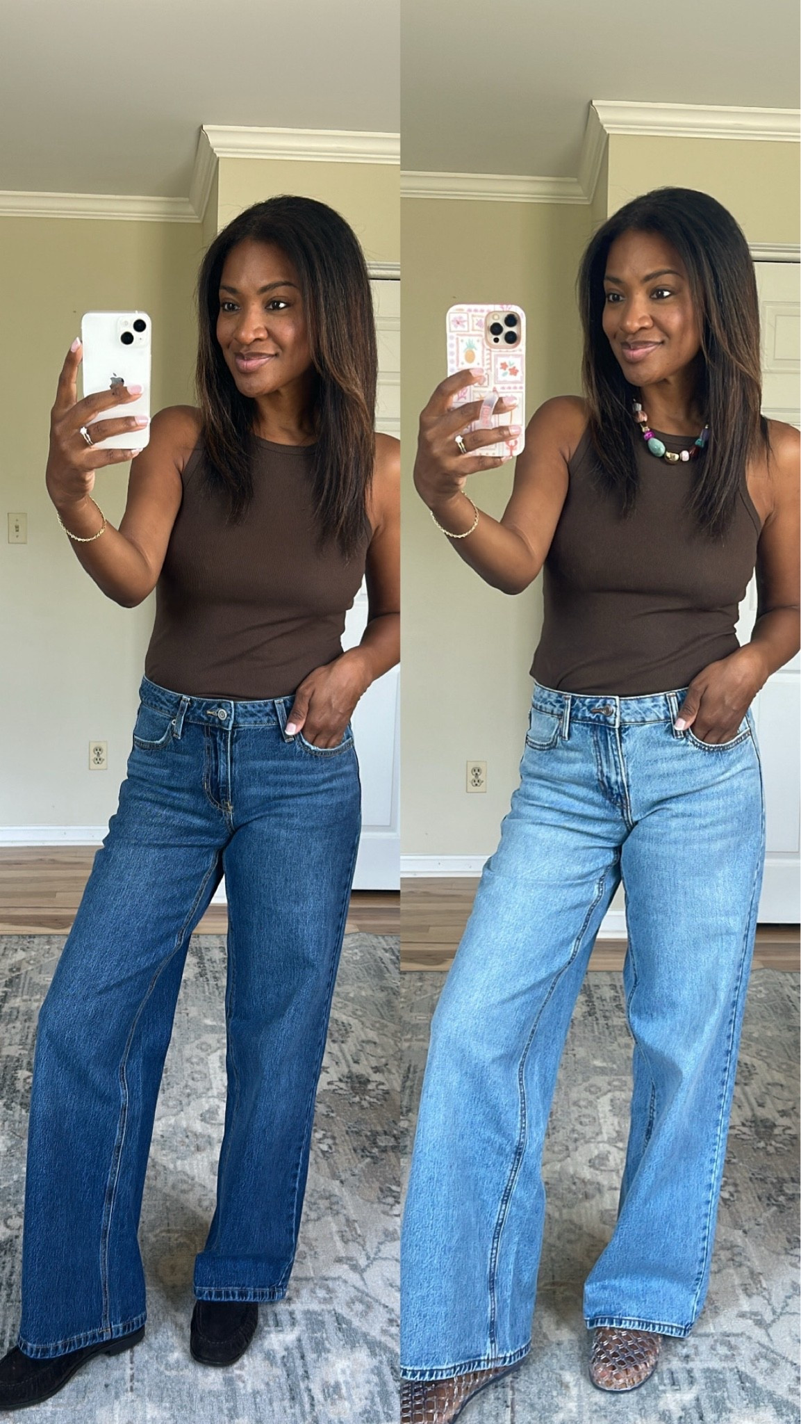 Wearing a small in the top, size 4 in the jeans. Amazing quality. Highly recommend 

 #LTKgrwm #LTKootd #LTKOver40