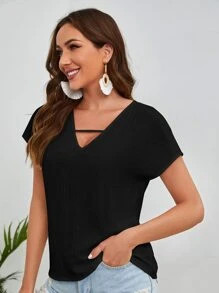 EMERY ROSE Cut Out V Neck Batwing Sleeve Blouse SKU: sw2204283060744445(1000+ Reviews)$4.99$4.74J... | SHEIN