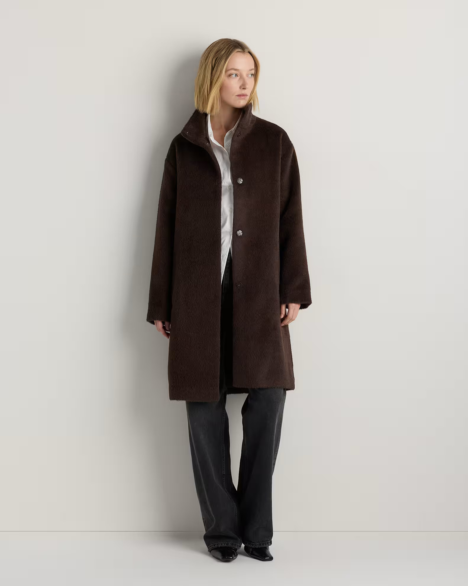 Alpaca-Wool Stand Collar Coat | Quince