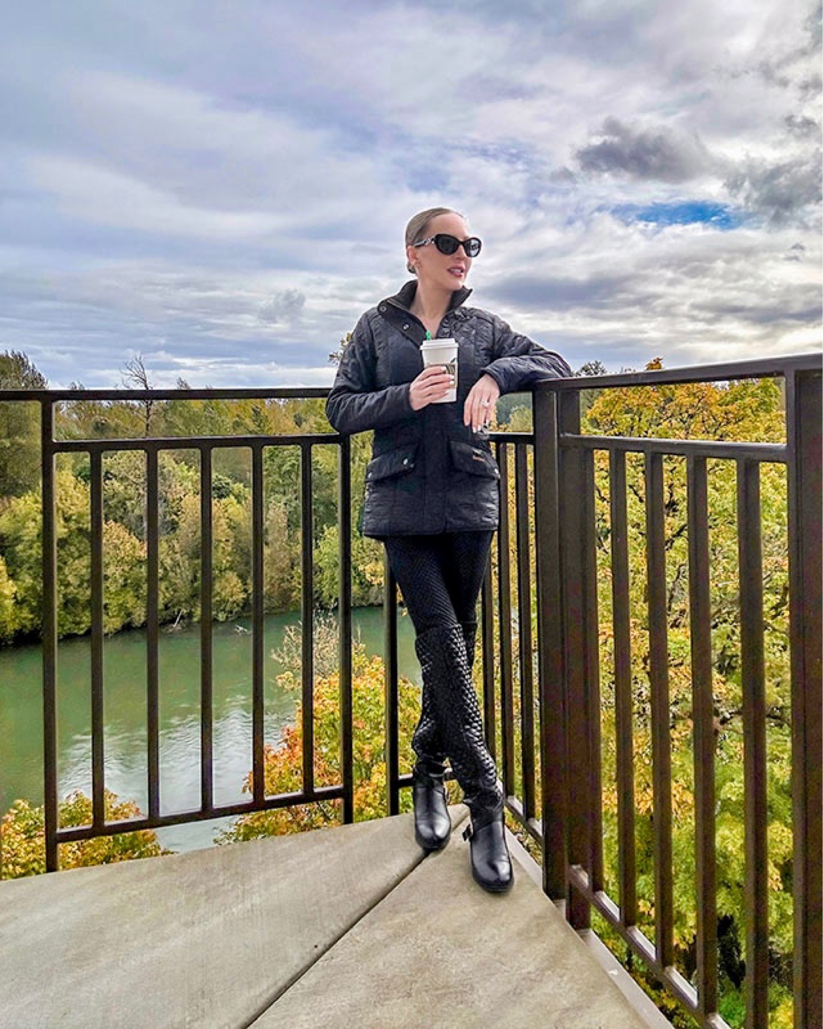 Everything quilted: black quilted faux leather leggings, quilted black knee high boots, black quilted jacket. 

#LTKstyletip #LTKSeasonal #LTKunder100