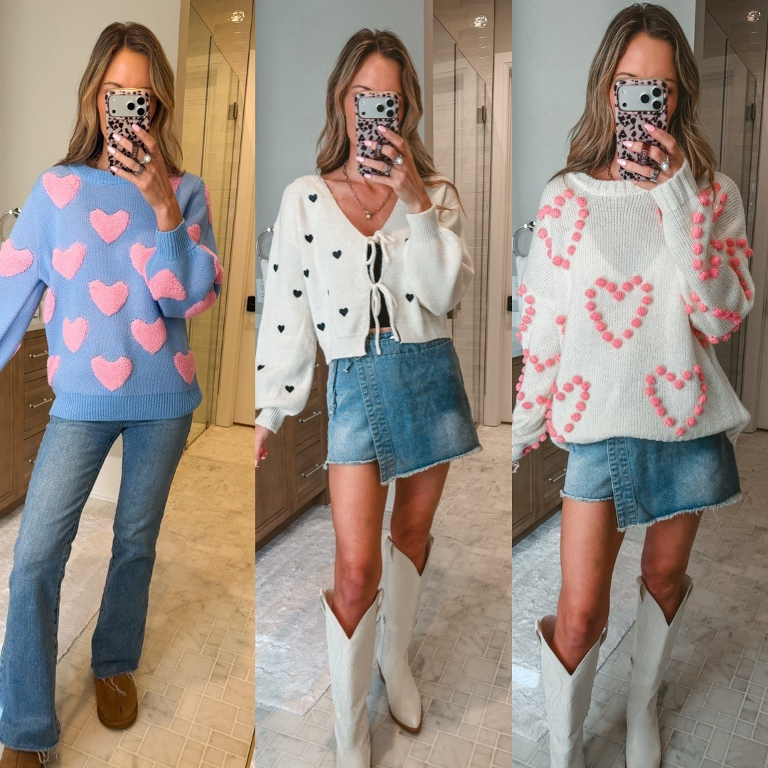 Which heart sweater is your favorite? Use code Tori to save 30% #valentines