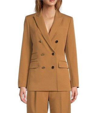 Antonio Melani Coordinating Riviera Ponte Twill Notch Lapel Long Sleeve Button Front Long Line Bl... | Dillard's