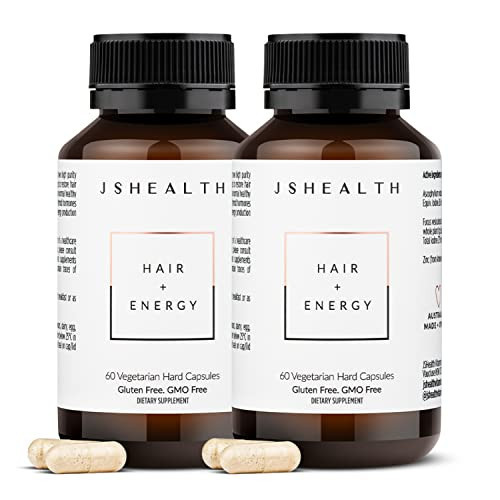 JSHealth Vitamins Hair + Energy Formula | Hair Vitamins for Women and Men with Iodine and Zinc | Supports Hair Strength, Energy Levels, and Healthy Hair Maintenance (60 Capsules Pack of 2) | Amazon (US)