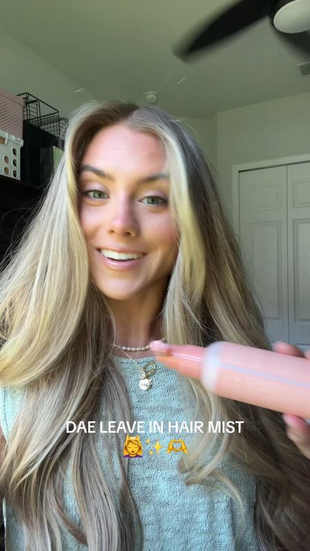 im so pumped @Dae Hair just launched their newest product the Mirage Mist Leave In 💆‍♀️🤭✨ this is a heat protectant, detangler, leave in conditioner, primer, also helps the team frizz and add shine. This is a weight less multitasking leave in conditioner and it smells absolutely amazing! I’ve been keeping it in my beach bag to prime my hair before going out in the sun or in the ocean or pool. love myself anything Dae!! 🫶 

#dae #daehair #miragemist #miragemistleavein #daehaircare #daehairproducts #hair #hairtok #hairhealth #hairstyle #haircut #blonde #hairwash #hairwashday #hwd #fyp #routine #hairtutorial #hairproducts #cleanbeauty #hairwashingroutine #hairwashroutine #hairtreatment #damagedhair #dryhair #damagedhairrepair #leaveinhairproducts #leaveinhairtreatment #leaveinhairmask #hairrepair #haircareroutine #haircareproducts #haircarefordamagedhair #summerhacks #hairhacks #uvhairprotection hair, hair leave in, hair treament, leave in conditioner, hair products, dae mirage mist leave in, hair mist. 

#LTKFindsUnder50 #LTKBeauty #LTKVideo