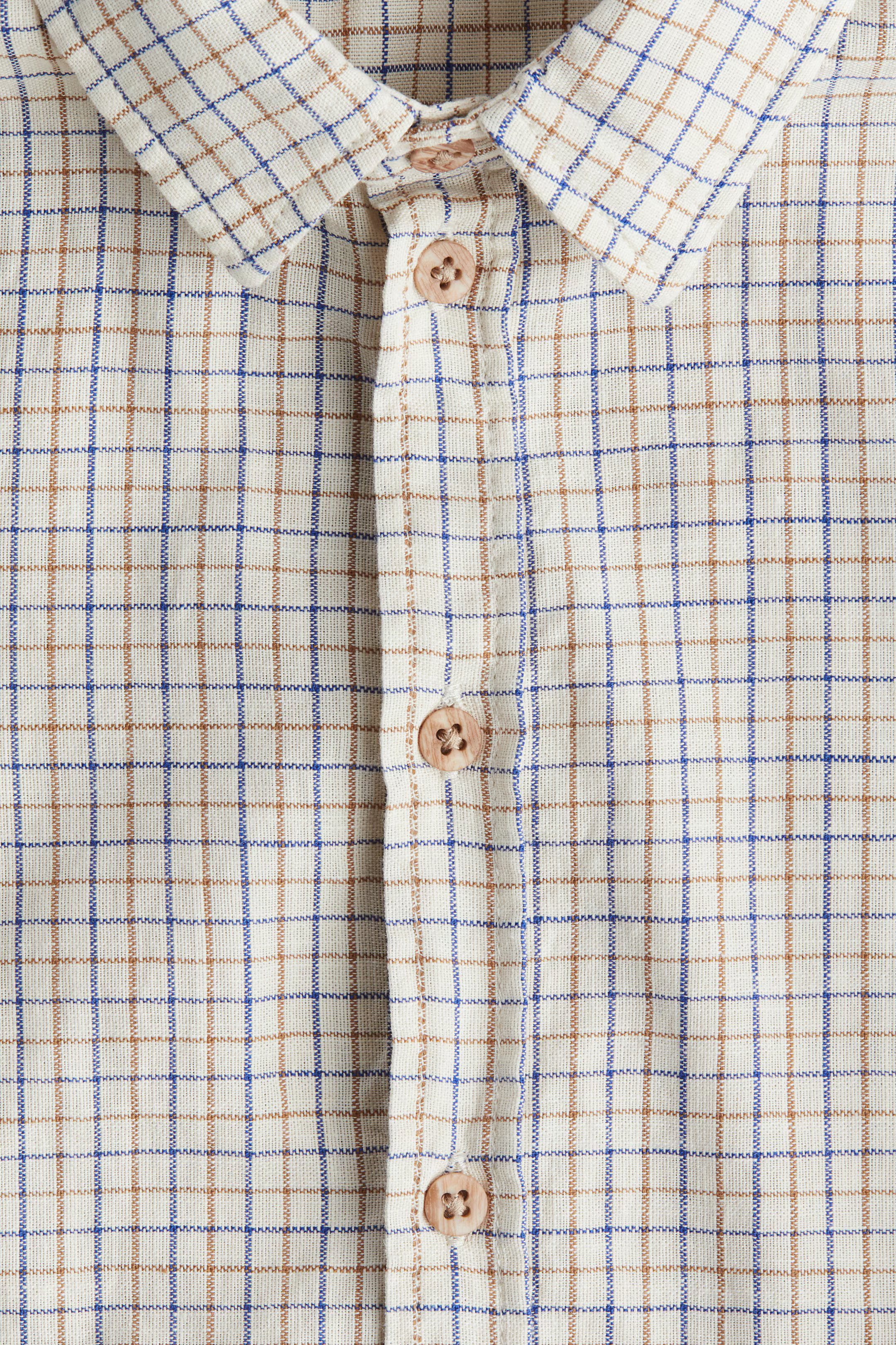 Cotton Shirt - Long sleeve - Regular length - Beige/checked - Kids | H&M US | H&M (US + CA)