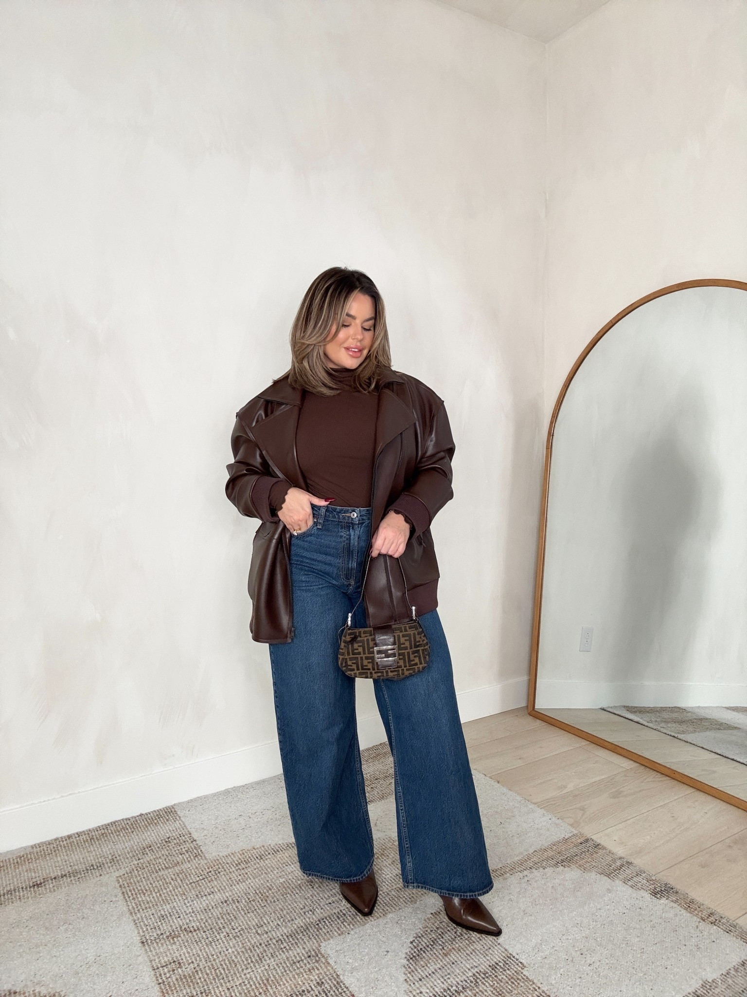 What I wore out to dinner tonight. 

All items not linked here are on my Amazon store. The jacket is a Norma kamali look for less. 

Jeans size 32L 