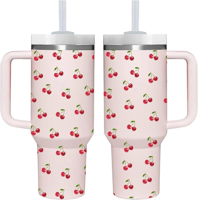 AMZUShome Regalos de cerezas. Vaso de cereza de 40 onzas con asa. Regalo de copa para amantes de ... | Amazon (US)