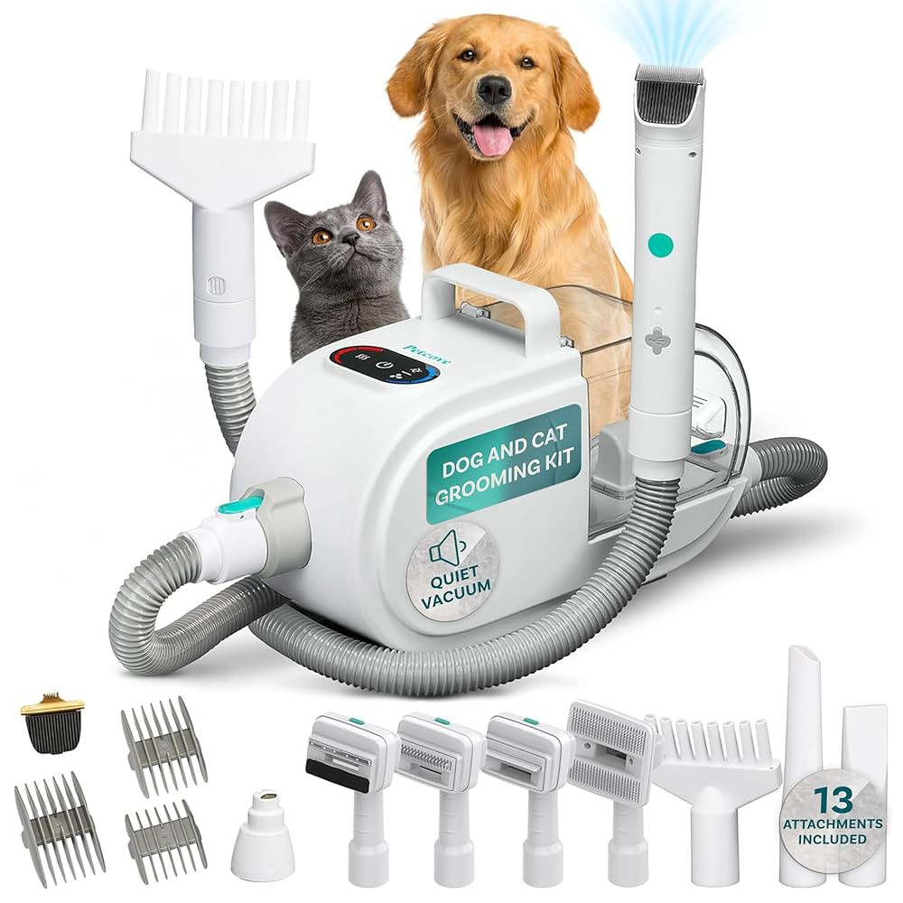Dog Grooming Kit – Pet Clippers, Nail Grinder & Blow Dryer with Quiet 3-Speed Suction, 3 Heat S... | Amazon (US)