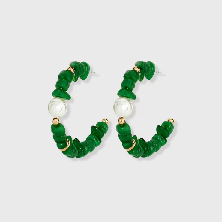 Beaded Pearl Hoop Earrings - A New Day™ | Target