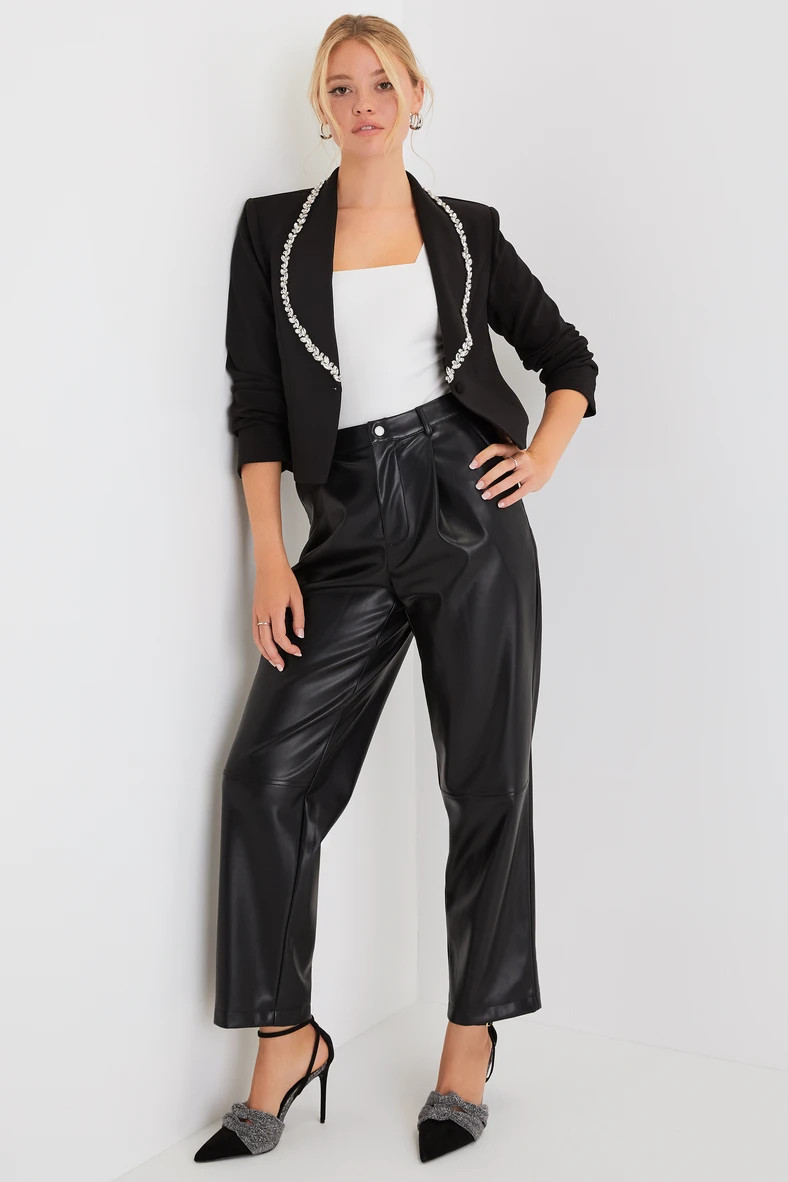 Suave Sparkle Black Rhinestone Cropped Blazer | Lulus (US)