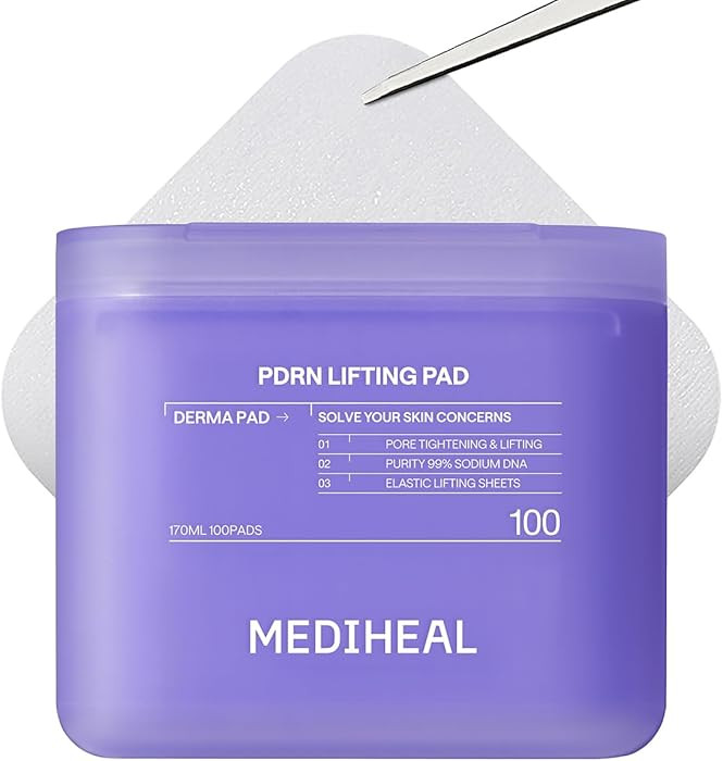 MEDIHEAL Toner Pads 100 Count - PDRN Stretchable Lifting Pads with Squalane and Glutathione for T... | Amazon (US)