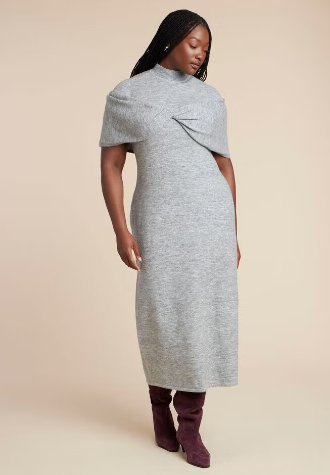 Twist Front Cape Sweater Dress | Eloquii