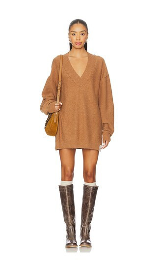 Free People x We The Free Chelsea V Neck Tunic In Muscavado in Brown. - size L | Revolve Clothing (Global)