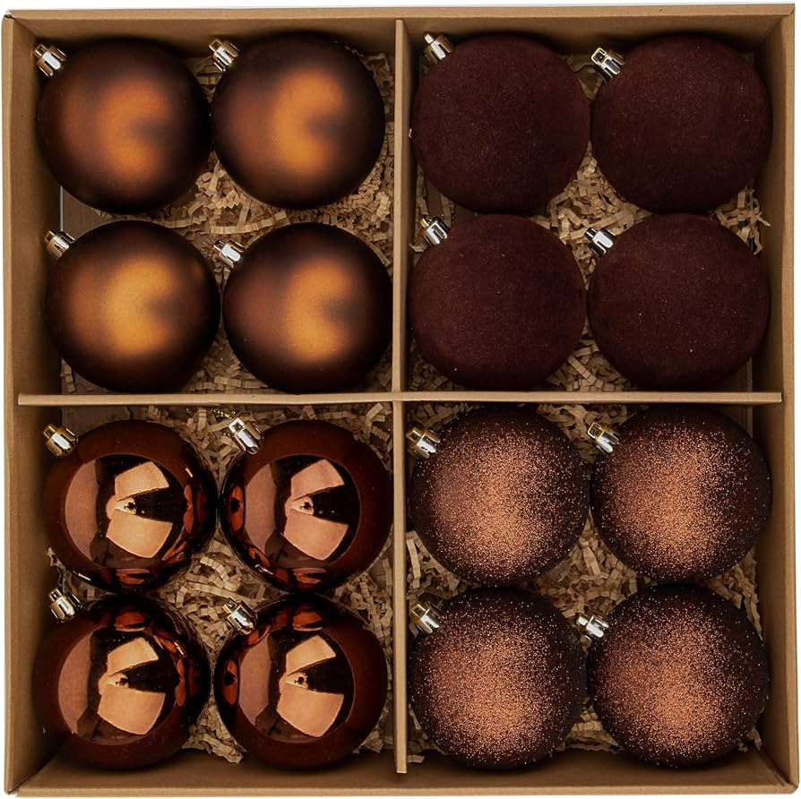 Christmas Ornaments Balls Large 3.1 inch Christmas Decorations Xmas Tree Shatterproof Chocolate V... | Amazon (US)