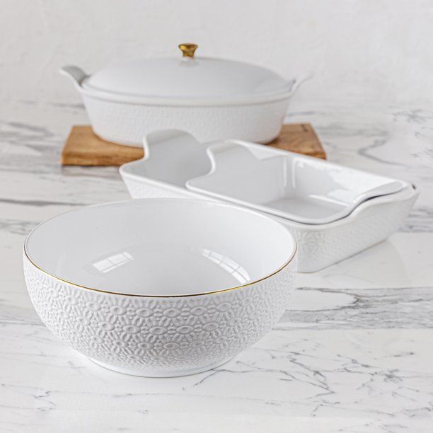 Sofia Home Embossed White Stoneware Serve Bowl by Sofia Vergara | Walmart (US)