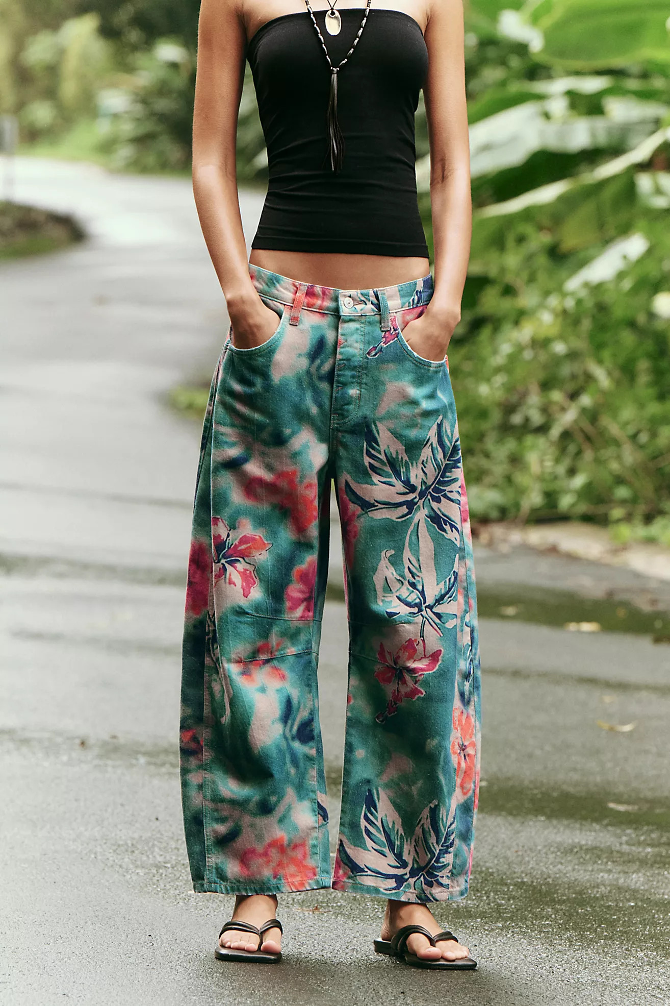 We The Free Good Luck Printed Barrel Jeans | Free People (Global - UK&FR Excluded)