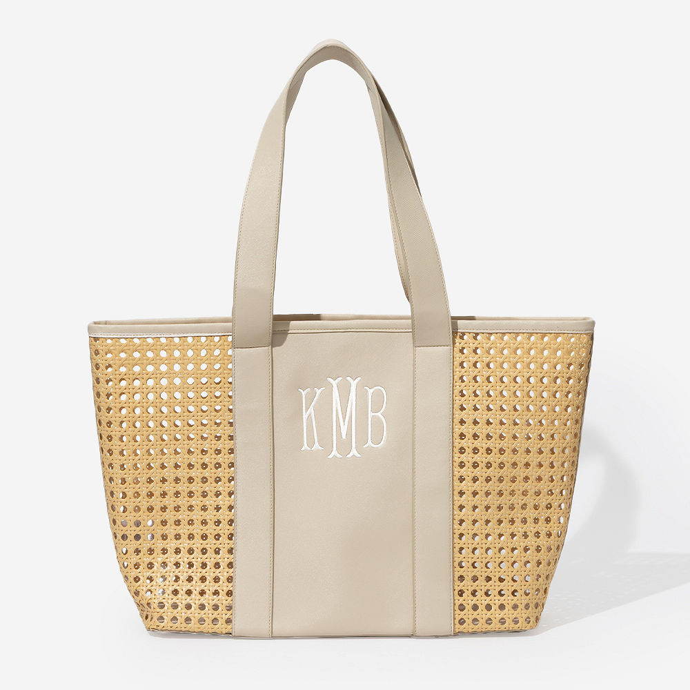 Monogrammed Straw Caning Tote | Marleylilly